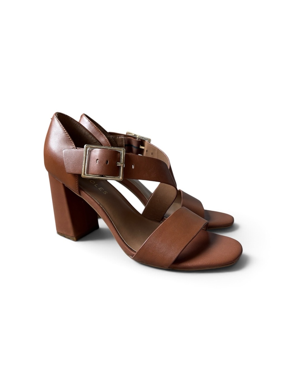 Aerosoles Lenox Heeled Sandal with Buckle in Tan Leather - Size 8.5
